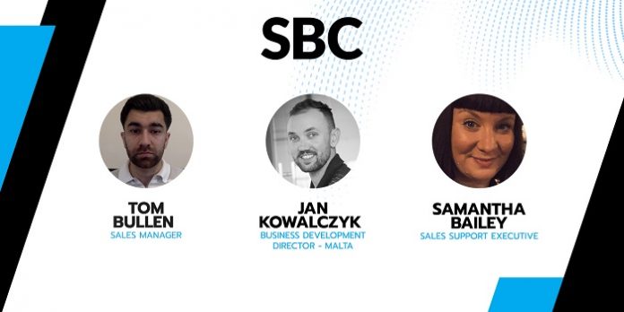 SBC has further strengthened its sales team in Malta and London with three new additions in Jan Kowalczyk, Tom Bullen and Samantha Bailey.