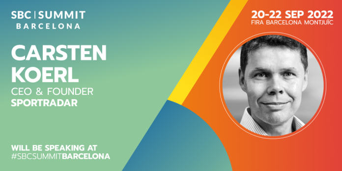 Carsten Koerl, the CEO and Founder of Sportradar, will keynote at SBC Summit Barcelona 2022 conference and trade show which takes place at Fira de Barcelona Montjuïc on 20 – 22 September