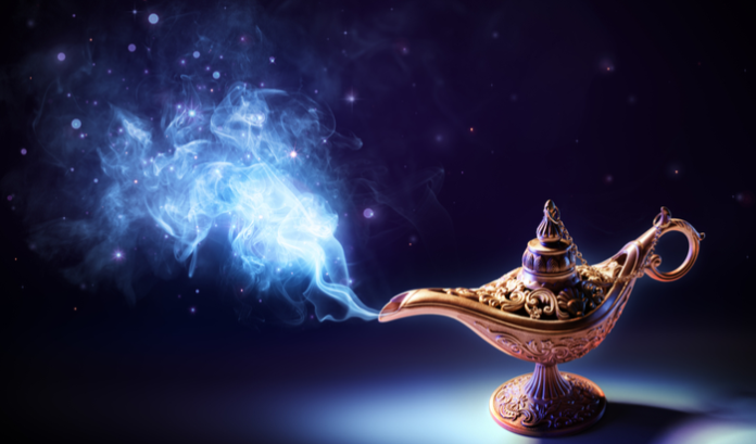Genie lamp, signifying success of Virginia Lottery game The Lamp