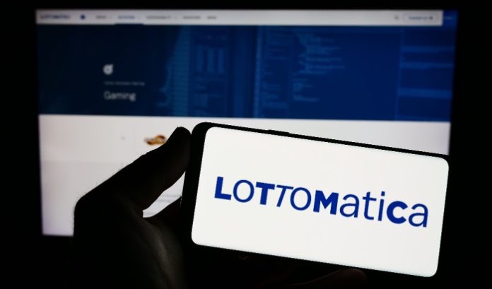 The Lottomatica logo on a phone screen