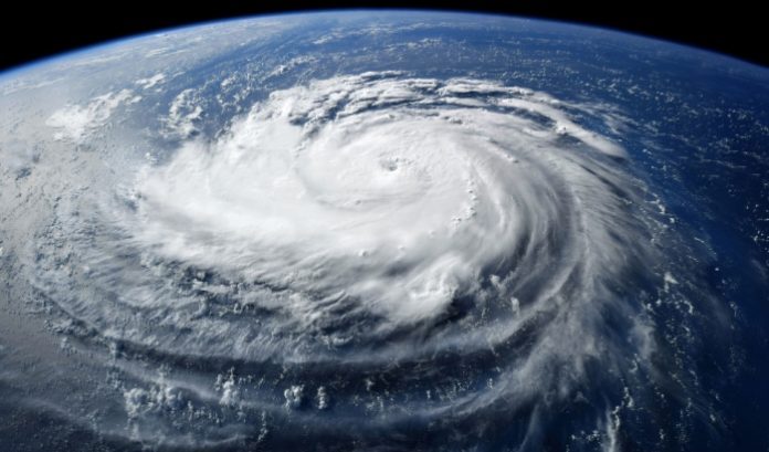A picture of a typhoon forming