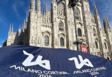 Ontario lottery celebrates Olympic support ahead of Winter games Winter Olympics banner in MIlan