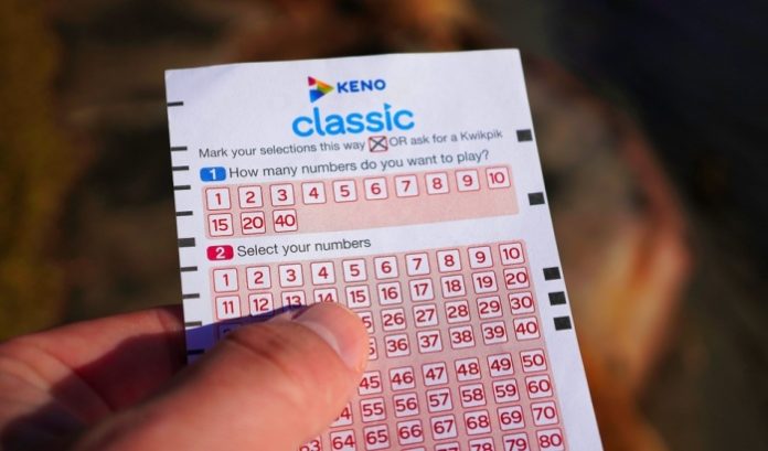 Lottery-Corporation Keno card, as distributed by Australian companies like the Lottery Corporation