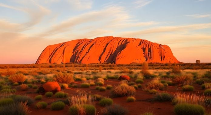 Breathtaking,Landscape,Photo,Of,Uluru,At,Sunrise,,Highlighting,The,Deep Uluru, Australia